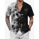 thumbnail image 3 of Camisa hawaiana con patrón irregular para hombre, empalme colorido, estampado 3D, mangas cortas, informal, para vacaciones, con solapa, camisas hawaianas, 3 of 5