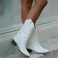 thumbnail image 5 of Bottes Mi-Mollet pour Femmes Mode Bout Rond Talon Bas Chaussures Western Décontractées pour Usage Quotidien, 5 of 5