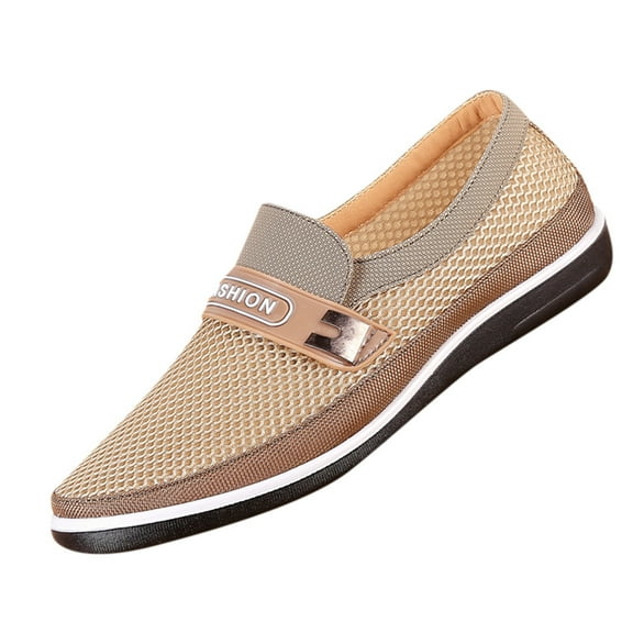 iOPQO Men's casual shoes Soft Casual Hollow Shoes Summer Shoes Slip On Breathable Men's Mesh Bottom Shoes Men's Casual Shoes 1133 FASHION Men's Summer Hollow Beige 39