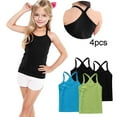 thumbnail image 2 of ZACPNCV 4 Pieces Girls Tank Top Sleeveless Racer Back Top Camisole Cami Undershirts Green 10-11 Years, 2 of 7