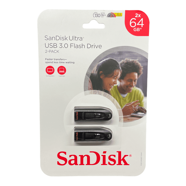 strukturelt Legepladsudstyr Pounding Sandisk SanDisk 64GB Ultra USB 3.0 Flash Drive (2 Pack) - Walmart.com