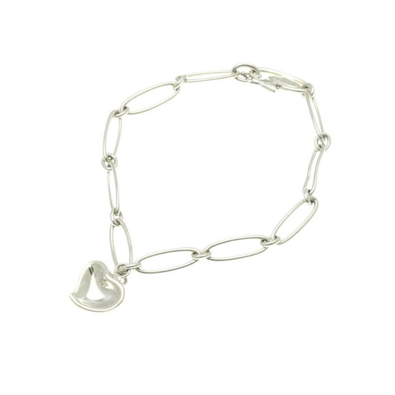 Pre-Owned Tiffany Full Heart Silver 925 No Stone Charm Bracelet Silver (Good)