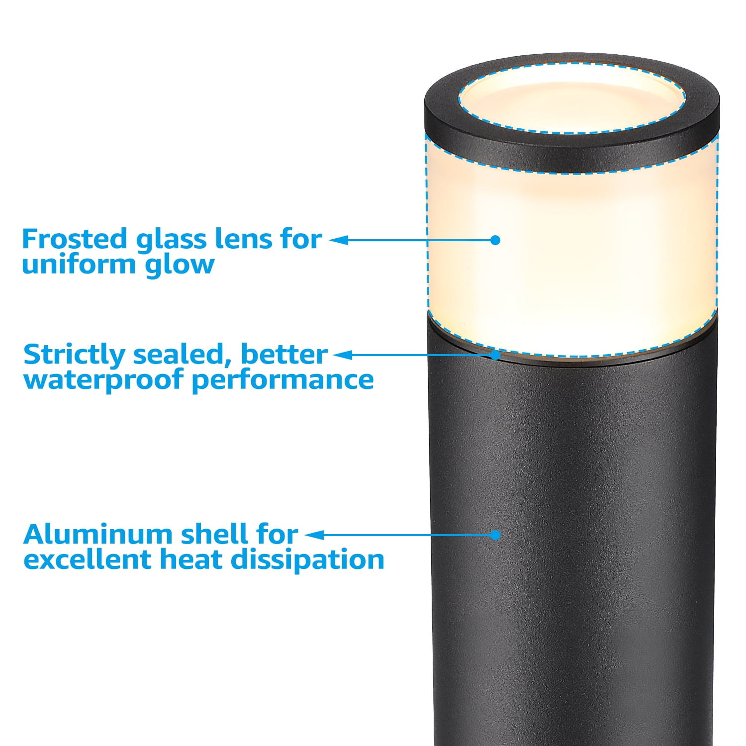 12 Pack LED Bollard Pathway Lights, Low Voltage Landscape Lighting, Garden Lights for Yard, Patio, Lawn, 3000K Warm White