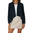 thumbnail image 1 of Women Faux Suede Jacket Ruffle Blazer Fall Lapel Trench Coat Draped Outwear Cardigans, 1 of 6