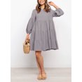 thumbnail image 4 of Mialoley Robe Mini pour Femmes, Manches Longues Col Rond Plissé Robe Ample Ligne A Automne, 4 of 7