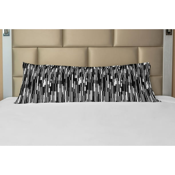 Black and White Body Pillow Case Cover with Zipper, Barcode Pattern