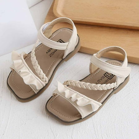 

Leutsin Toddler Girls Sandals Soft Rubber Flats Beach Shoes Summer Baby fold print Open-Toe Shoes（2Y-9Y)