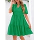 thumbnail image 4 of Vestido KIRUNDO Oyelet Summer para mujer, cuello en V, verde, XXL, 4 of 9