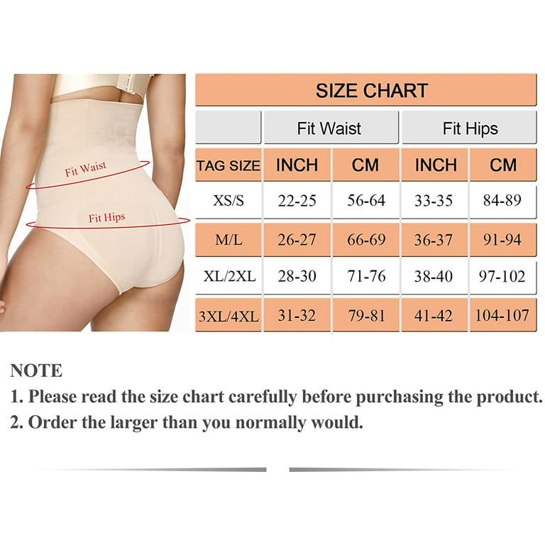 Tummy Control Shapewear Underwear for Women High Waisteded Body Shaper  Panties Butt Lifter Slimming Briefs,Beige,3XL/4XL