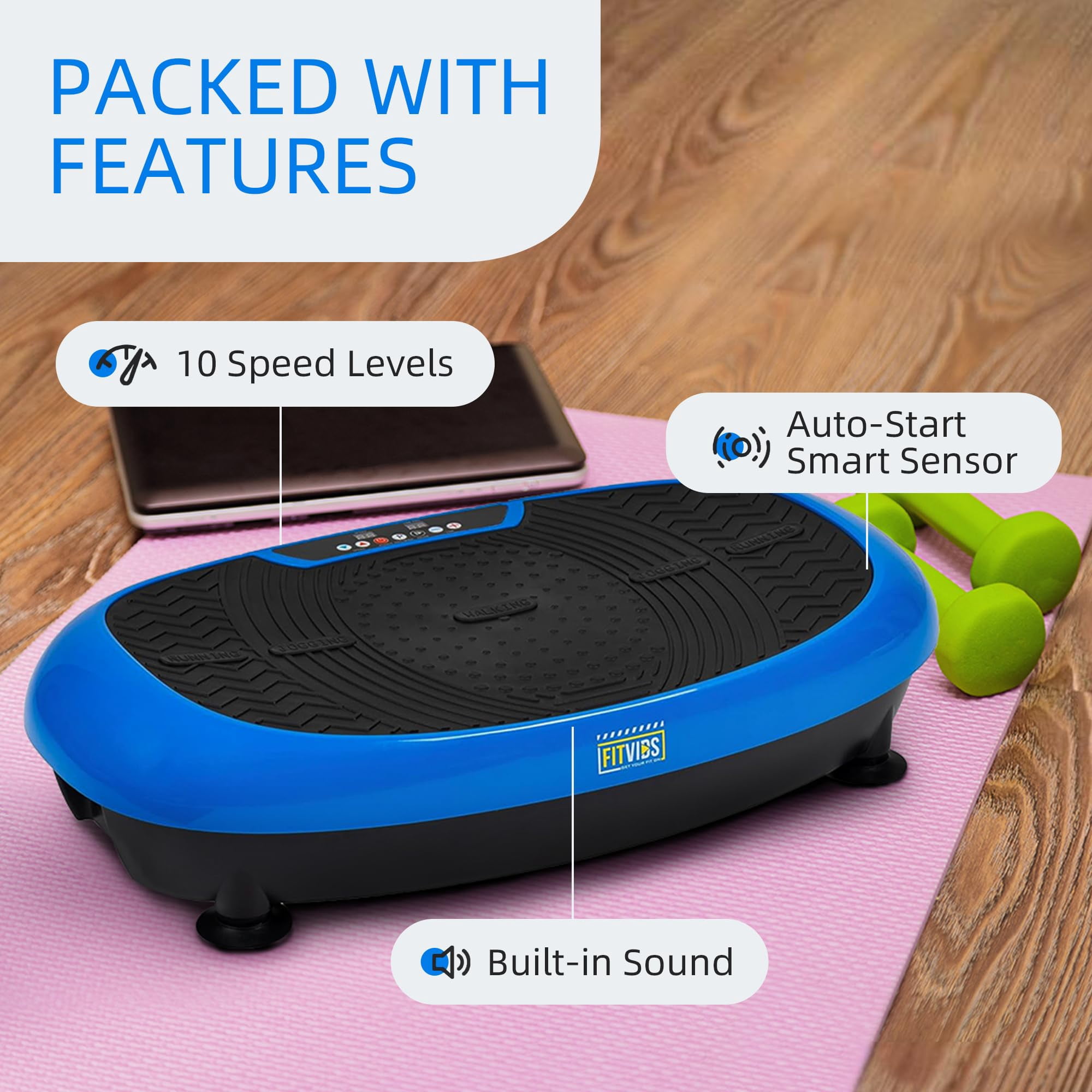 Signature Fitness Vibration Plate Exercise Machine, 500lbs Capacity with Resistance Loops and Resistance Band