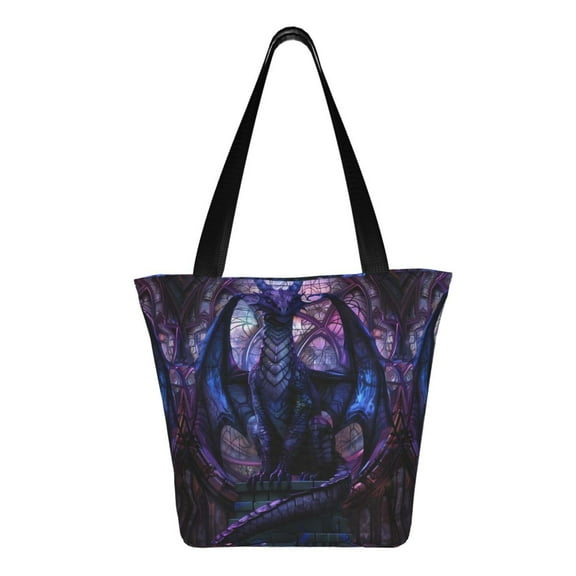 Ratiio Fantasy Dragon In Cathedral Print Shoulder Bag for Women, Polyester Crossbody Purse Lightweight Handbag for Daily Travel and Casual Use