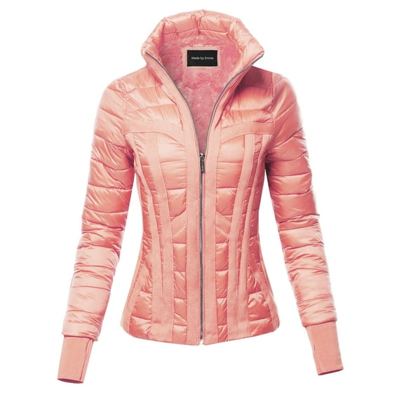 FashionOutfit Women's Fitted Casual Solid Detachable Hoodie Puffer Jacket