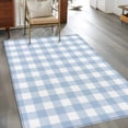 thumbnail image 2 of Blue Plaid Area Rugs 3x5 ft Retro Farmhouse Blue White Plaid Washable Rug Non Slip Indoor Carpet Absorbent Floor Mat for Living Room Bedroom Dining Room, 2 of 9