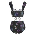 thumbnail image 6 of Sexy women's swimsuit thickened swimsuit moon sun star print lace up belly split swimsuit suit beachwear swimsuit bikini-Black0601-XXL, 6 of 6