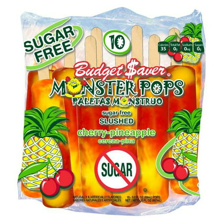 Budget Saver Cherry-Pineapple Monster sugar-free Pops, 3 fl oz, 10 ct ...