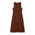thumbnail image 5 of Gamivast Linen Midi Dresses for Women Casual V Neck Sleeveless Shift Dress with Pockets Button Up Front Slit Summer Dress Solid Everyday Lounge Vacation Dress, 5 of 8