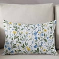 thumbnail image 2 of Yellow Blue Wildflowers Throw Pillow Cover Case, Couch Sofa Bed Pillowcase, Soft Decorative Lumbar Pillow Protector, Rustic Spring Botanical Floral 12x20Inch Reversible Pillow Shams with Zipper, 2 of 6