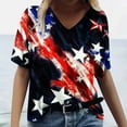 thumbnail image 2 of Xihbxyly Womens Plus Size Tops Summer Short Sleeve T-Shirt Casual Loose V Neck Tee Shirts July 4 Shirts for Women Independence Day Tops, 2 of 5