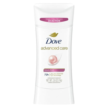 Dove Advanced Care Antiperspirant Deodorant Stick for Women Beauty Finish, 2.6 oz
