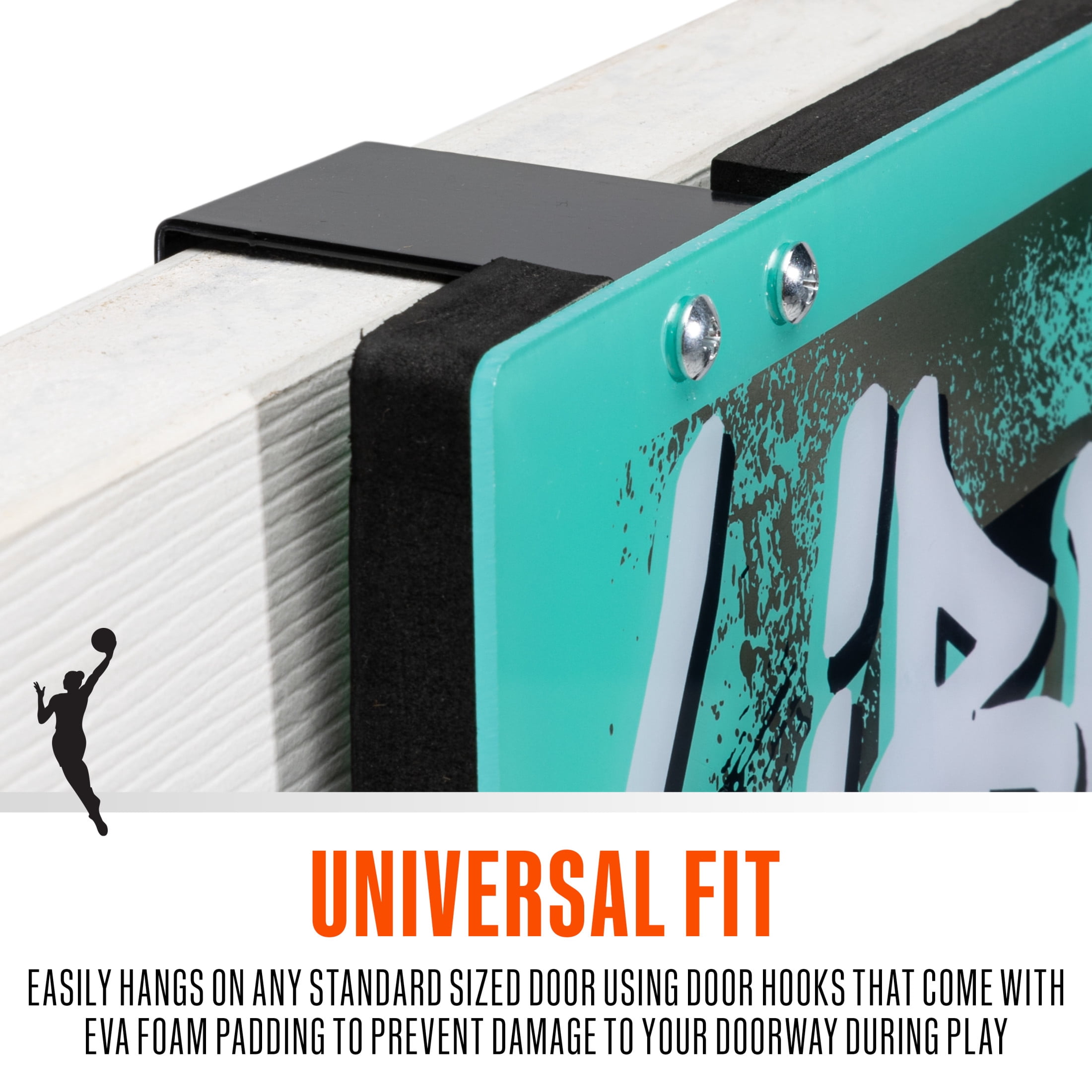 Franklin Sports WNBA New York Liberty Over the Door Basketball Hoop - Kids Indoor Basketball Hoop with Mini Ball - WNBA Fan Shop Mini Hoop for Bedroom + Office