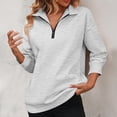 thumbnail image 5 of XFLWAM Women Half Zip Oversized Sweatshirt Lightweight Long Sleeve Trendy Fleece Pullover Workout Warm Tops With Pocket Gray XXL, 5 of 5