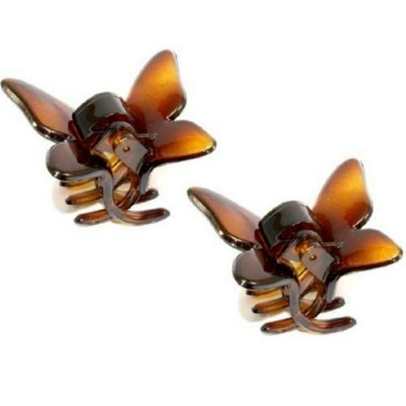 Parcelona French Small 2 Pieces Butterfly Tortoise Shell Jaw Hair Claw Clips