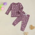 thumbnail image 2 of Hessimy Toddler Boys Girls Spring Summer Cartoon Print 2Pcs Long Sleeve Soft Fabric Warm Sleepwear Pajamas, Soft Fabric Warmth(Purple,2-3 Years), 2 of 5