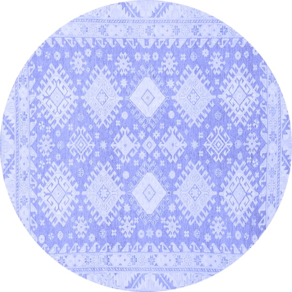 Ahgly Company Indoor Round Abstract Blue Modern Area Rugs, 3' Round