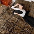 thumbnail image 5 of Manfei Brown Cheetah Print 7 Pieces Bedding Comforter Set for Adult, Fashion Patchwork Buffalo Full Bedding Set, Romantic Anniversary Reversible Fitted Sheet Flat Sheet, Lightweight Room Decor, 5 of 8