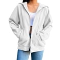 thumbnail image 3 of Fesfesfes Women's Corduroy Zip Up Hooded Jacket, Long Sleeve Drawstring Hoodie with Pockets, Casual Winter Fall Spring Outerwear, Warm Loose Fit Sweatshirt Coat, 3 of 6