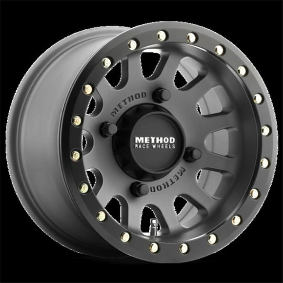 Method Race Wheels MRWMR40157046843B 15 x 7 in. 4 Plus 3 & Plus 13 mm Offset 4 x 15 in. MR401 UTV Beadlock Wheel - Titanium with Matte Black Ring & BH-H