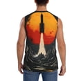 thumbnail image 4 of Fotbe Retro Space Rocket Launch Men's Camiseta sin Mangas Estampada para Hombres, Playera Casual para Gimnasio, Entrenamiento, Playa-Small, 4 of 7