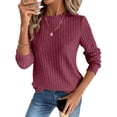 thumbnail image 4 of Tunic Tops for Women Loose Fit Dressy Long Sleeve Shirts Womens Sweaters Crew Neck Fall Clothing Red M, 4 of 6