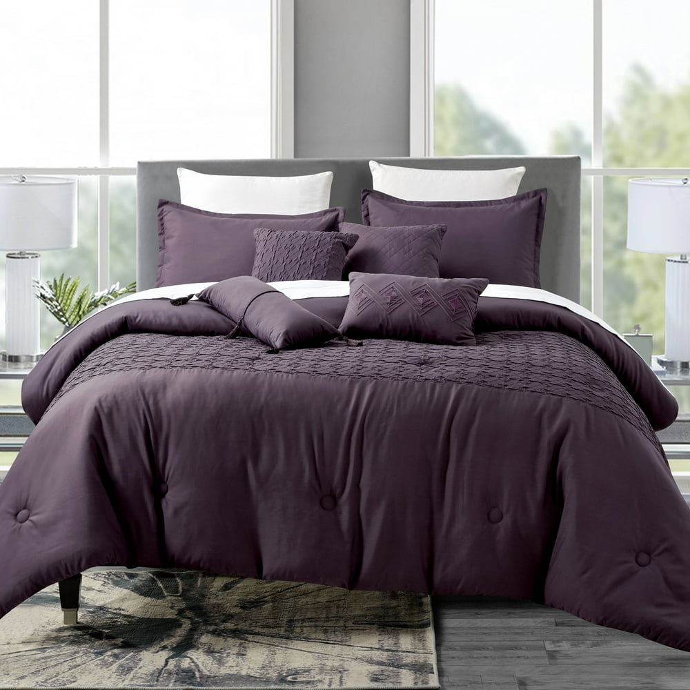 7 Piece Bedding Comforter Set Luxury Bed In A Bag Queen Size Purple 7-piece-bedding-comforter-set-luxury-bed-in-a-bag-queen-size-purple