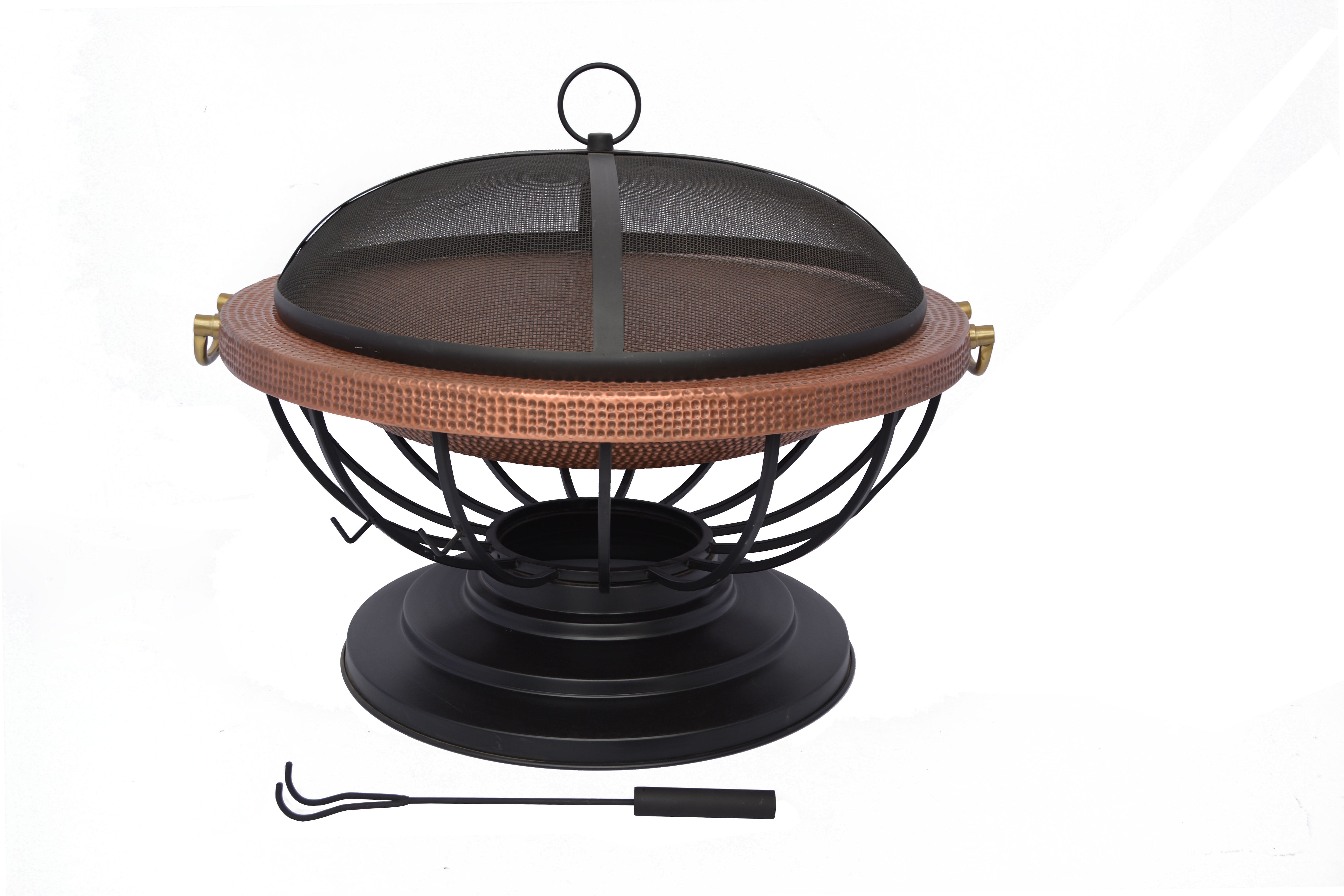 Hammered Copper Fire Pit With Tabletop, Copper Fire Pit Table