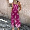 thumbnail image 2 of Tnhcen Women's Casual Jumpsuit Elastic Waist Floral Print Romper Stretchy Wide Leg Summer Outfit 4-Way Stretch Easy Wear S-2XL Plus Size, 2 of 3