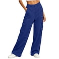 thumbnail image 5 of Atkumj Cargo Pants Women with Multi Pocket Stylish Button Sweatpants Women Casual Solid Color Wide Leg Pants for Fall Winter S, 5 of 8