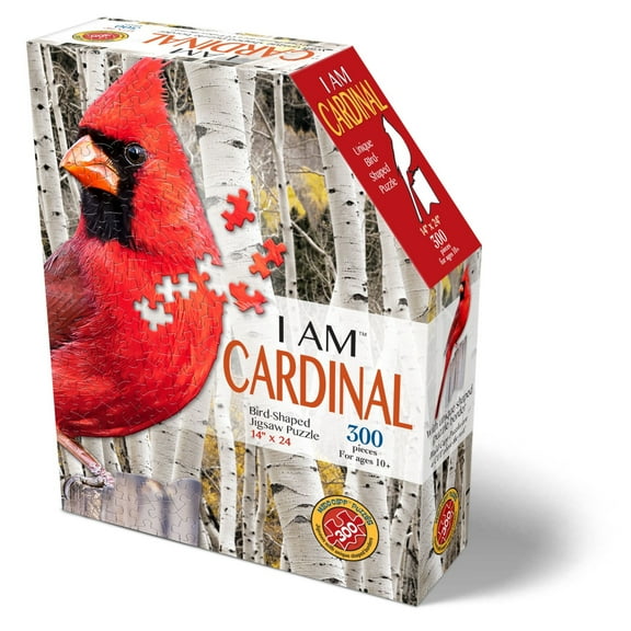Madd Capp CARDINAL 300 Piece Jigsaw Puzzle For Ages 10 and up - 6007 - Unique-Shaped Border, Challenging Random Cut, Deluxe Five-Sided Box Fits on Bookshelf, Includes Educational Madd Capp Fun Facts