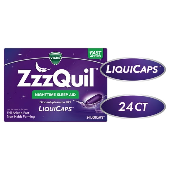 ZzzQuil Nighttime Sleep Aid Ultra Tablets, Doxylamine 25mg Sleeping Pills, 48 Count