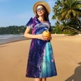 thumbnail image 4 of Balery Starry Multicolored Wolf Vestidos sueltos de manga corta para mujer, vestidos de verano 2025, vestidos casuales de corte A con vuelo., 4 of 6