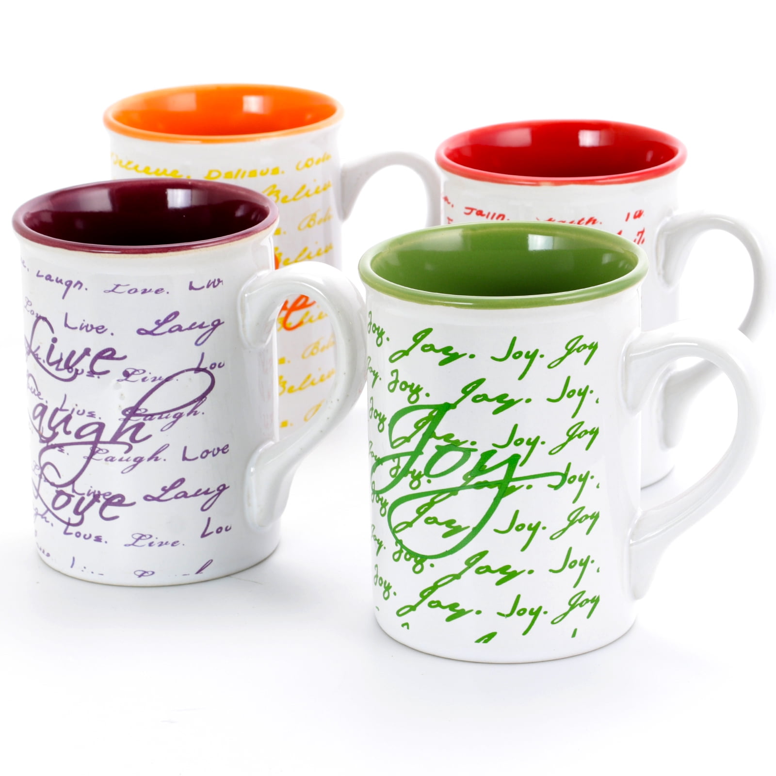 Gibson Inspirational Words 4 Piece 16 oz. Mugs in Assorted Colors