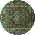 thumbnail image 1 of Ahgly Company Machine Washable Indoor Round Persian Turquoise Blue Traditional Area Rugs, 3' Round, 1 of 4