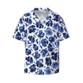thumbnail image 3 of Cauagu Blue Roses Men's Short Sleeve Button Down Hawaiian Shirt for Men Bowling Shirts Casual Summer Beach Shirt,X-Large, 3 of 6