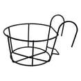 thumbnail image 1 of 5 Pieces Iron Railing Flower Rack Durable Metal Potted Plants Hanging Basket Round Shelf Holder Balcony Fence Indoor Outdoor Black, 1 of 9