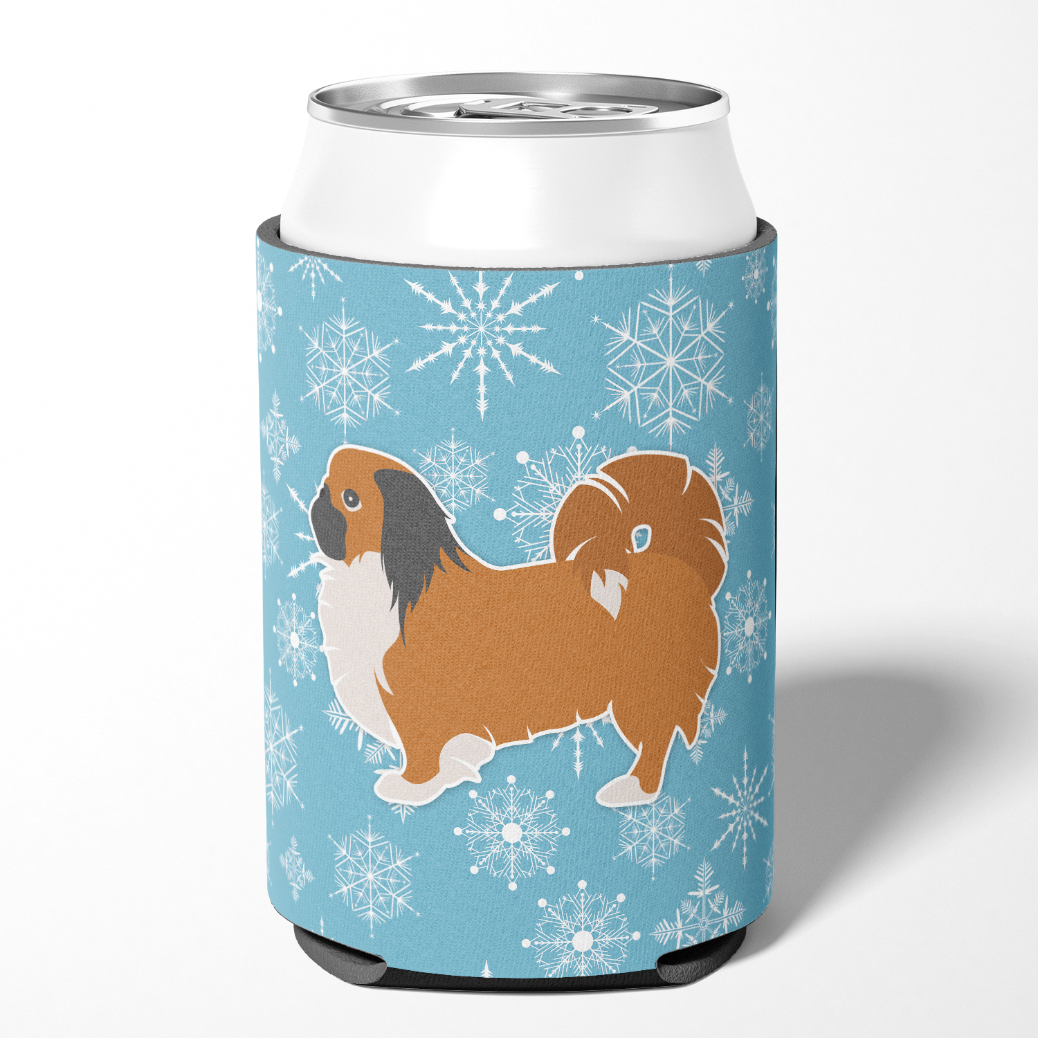 Caroline's Treasures BB3538CC Winter Snowflake Pekingese Can or Bottle Hugger, Can Hugger, multicolor