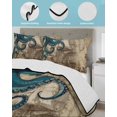 thumbnail image 3 of Quilt King Size Bedding Set, Nautical Blue Octopus Reversible Summer Quilt 3 Pieces, Coastal Ocean Summer Vintage Sea Lightweight Bedspreads Coverlets with 2 Pillow Shams for All Seasons, 3 of 5