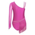 thumbnail image 2 of SiiRoh Girls Shiny Diamond Tassel Gymnastics Leotard Ballet Latin Jazz Dance Ice Skating Bodysuit Hot Pink 6, 2 of 6