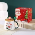thumbnail image 4 of WEGFTDUOP Christmas Gift Mug With Lid Spoon High Value Santa Claus Reindeer Ceramic Cup, 4 of 6