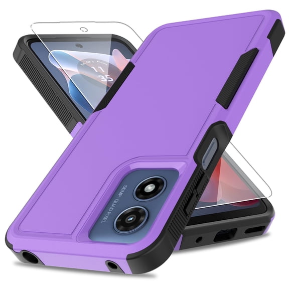Funda para teléfono Yuanming Moto G Play 2024 de grado militar, color morado