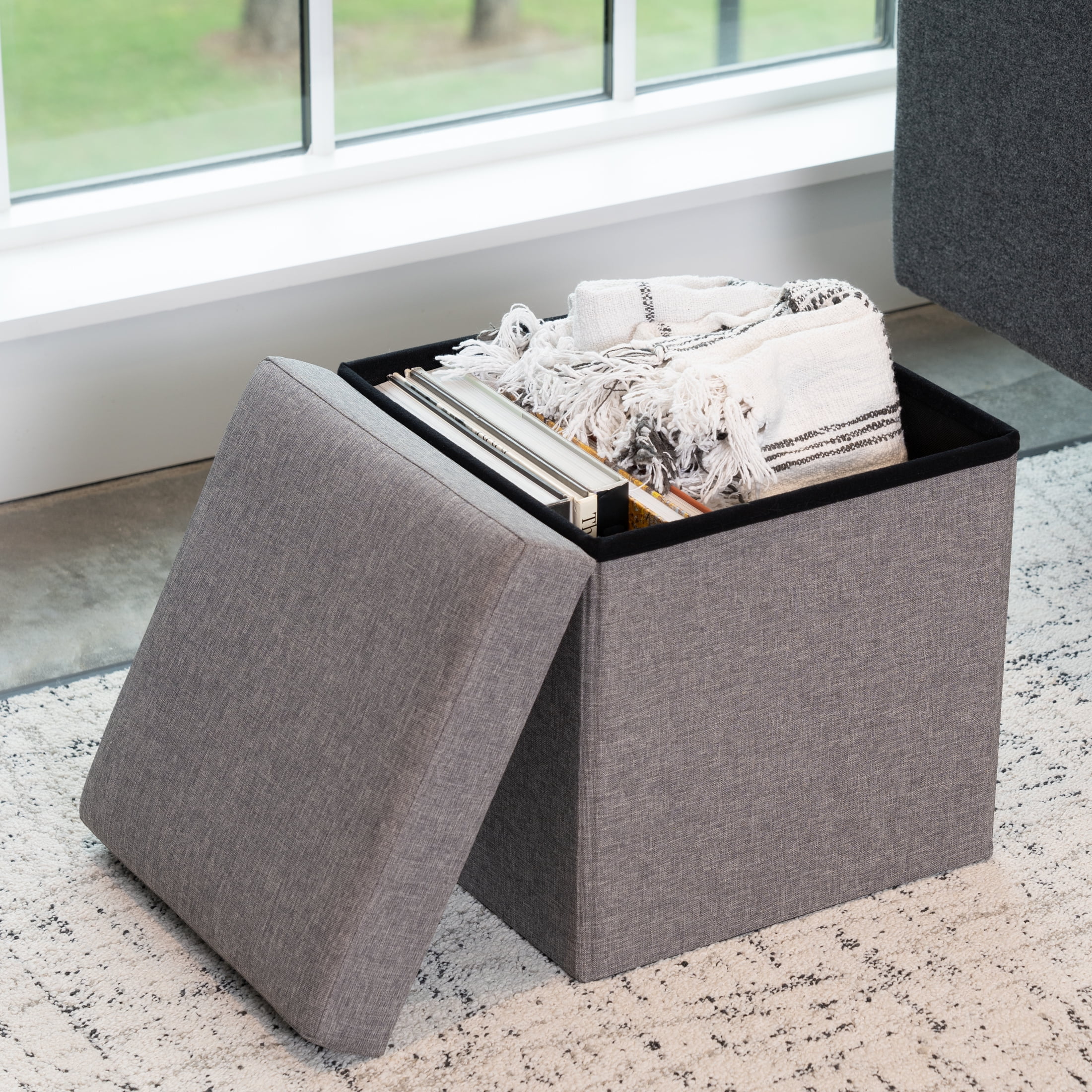 Mainstays Collapsible Storage Ottoman, Gray